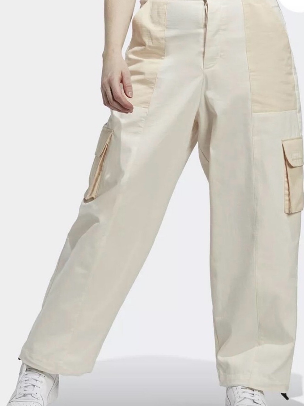 adidas Cream Wide-Leg Cargo Pants for women